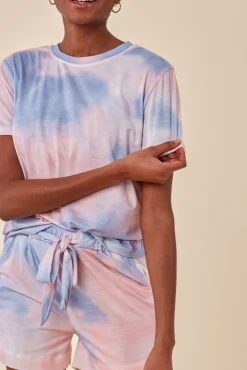 Women Cosmochic Tie-Dye Oversized T-Shirt & Short Set