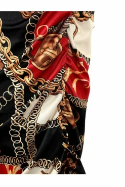 Women De La Creme Fashions Chain Scarf Print Ruched Dress
