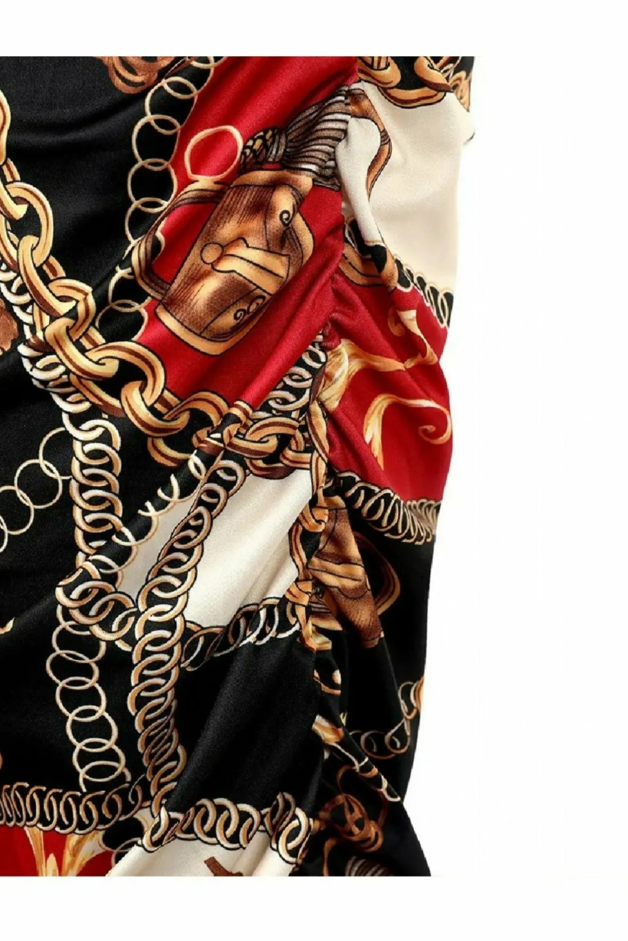Women De La Creme Fashions Chain Scarf Print Ruched Dress