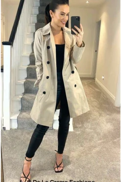 Women De La Creme Fashions Cotton Blend Belted Trench Coat