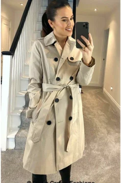 Women De La Creme Fashions Cotton Blend Belted Trench Coat