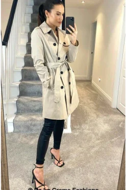 Women De La Creme Fashions Cotton Blend Belted Trench Coat