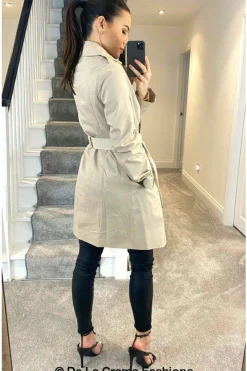 Women De La Creme Fashions Cotton Blend Belted Trench Coat
