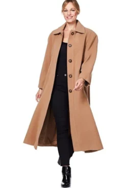 Women De La Creme Fashions Curve Wool Cashmere Blend Long Coat