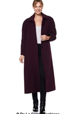 Women De La Creme Fashions Curve Wool Cashmere Blend Long Coat