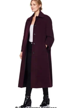 Women De La Creme Fashions Curve Wool Cashmere Blend Long Coat