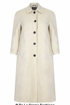 Women De La Creme Fashions Curve Wool Cashmere Blend Long Coat