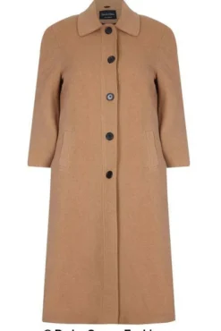 Women De La Creme Fashions Curve Wool Cashmere Blend Long Coat