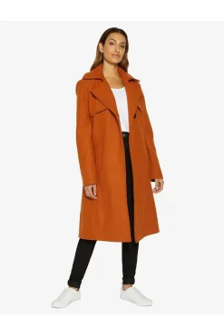 Women De La Creme Fashions Dina Lapel Collar Duster Coat With Belt