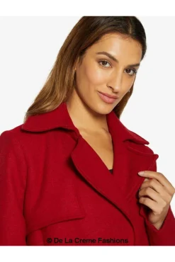 Women De La Creme Fashions Dina Lapel Collar Duster Coat With Belt