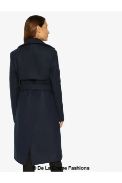 Women De La Creme Fashions Dina Lapel Collar Duster Coat With Belt