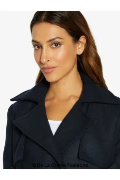 Women De La Creme Fashions Dina Lapel Collar Duster Coat With Belt