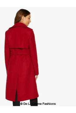 Women De La Creme Fashions Dina Lapel Collar Duster Coat With Belt