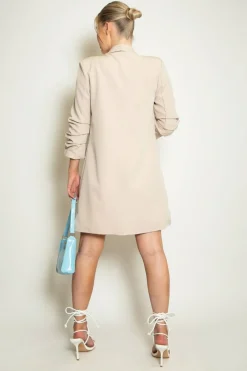 Women De La Creme Fashions Long Ruched Sleeve Open Blazer