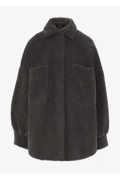 Women De La Creme Fashions Oversized Patch Pocket Borg Shacket