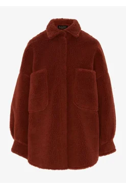 Women De La Creme Fashions Oversized Patch Pocket Borg Shacket
