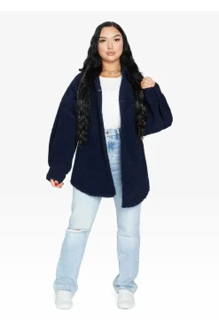 Women De La Creme Fashions Oversized Patch Pocket Borg Shacket
