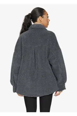 Women De La Creme Fashions Oversized Patch Pocket Borg Shacket