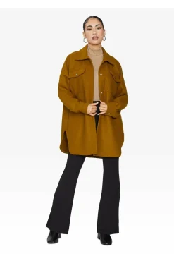 Women De La Creme Fashions Oversized Stud Button Shacket