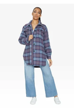 Women De La Creme Fashions Oversized Nova Check Wool Blend Shacket