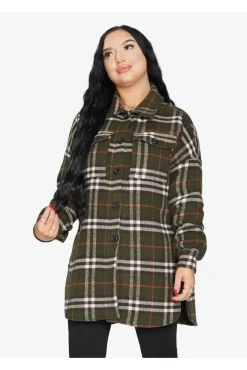 Women De La Creme Fashions Oversized Nova Check Wool Blend Shacket