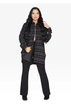 Women De La Creme Fashions Oversized Nova Check Wool Blend Shacket
