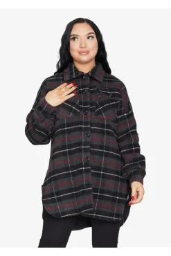 Women De La Creme Fashions Oversized Nova Check Wool Blend Shacket
