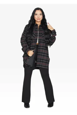 Women De La Creme Fashions Oversized Nova Check Wool Blend Shacket