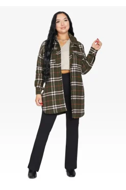 Women De La Creme Fashions Oversized Nova Check Wool Blend Shacket