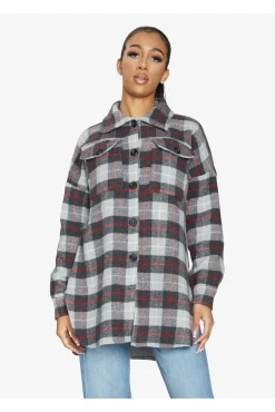 Women De La Creme Fashions Oversized Nova Check Wool Blend Shacket