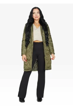 Women De La Creme Fashions Padded Quilted Down Hooded Jacket