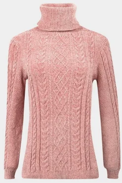 Women De La Creme Fashions Pink Roll Neck Chenille Jumper