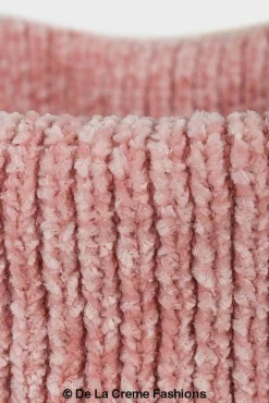 Women De La Creme Fashions Pink Roll Neck Chenille Jumper
