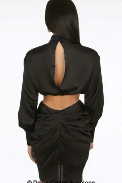 Women De La Creme Fashions Pleated High Neck Cut Out Mini Dress