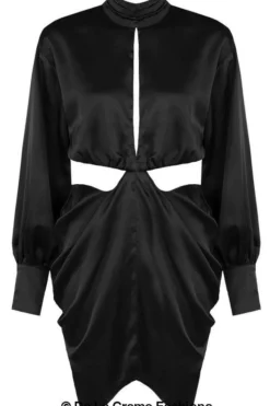 Women De La Creme Fashions Pleated High Neck Cut Out Mini Dress