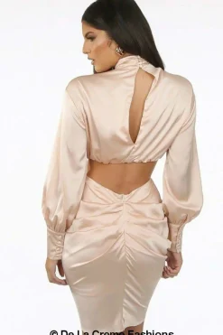 Women De La Creme Fashions Pleated High Neck Cut Out Mini Dress