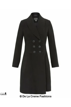 Women De La Creme Fashions Slim Fit Double Breast Roll Collar Coat