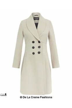 Women De La Creme Fashions Slim Fit Double Breast Roll Collar Coat