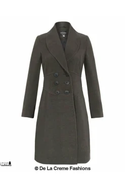 Women De La Creme Fashions Slim Fit Double Breast Roll Collar Coat