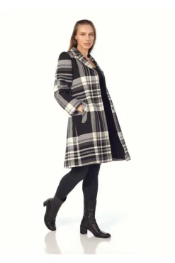 Women De La Creme Fashions Tartan Check Single Breasted Coat