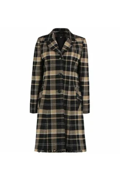 Women De La Creme Fashions Tartan Check Single Breasted Coat