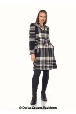 Women De La Creme Fashions Tartan Check Single Breasted Coat
