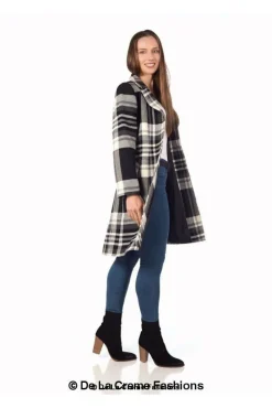 Women De La Creme Fashions Tartan Check Single Breasted Coat