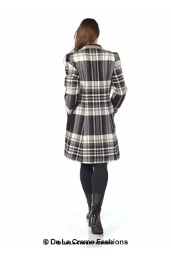 Women De La Creme Fashions Tartan Check Single Breasted Coat