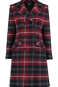 Women De La Creme Fashions Tartan Check Double Breasted Coat