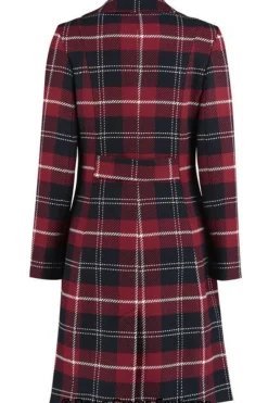 Women De La Creme Fashions Tartan Check Double Breasted Coat