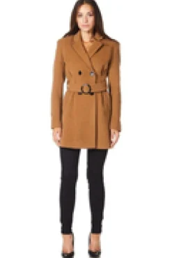 Women De La Creme Fashions Textured Short Belted Coat