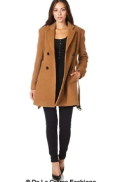 Women De La Creme Fashions Textured Short Belted Coat