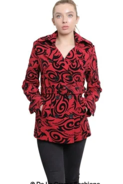 Women De La Creme Fashions Tribal Print Double Breasted Short Coat