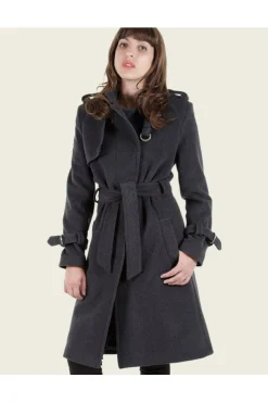 Women De La Creme Fashions Ventura Collarless Trench Coat
